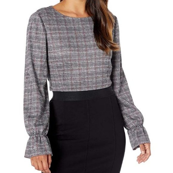 Nine West Tops - NINE WEST Long Sleeve Knit Plaid Top S2X